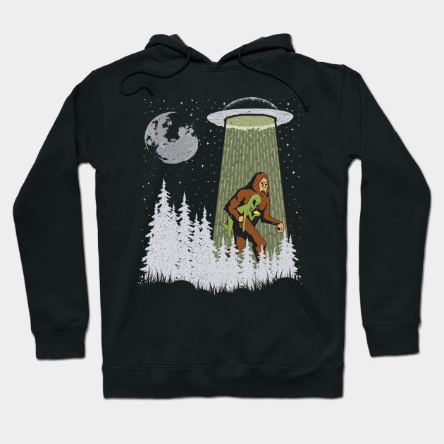 Funny Bigfoot And Alien Eating Tacos! Sasquatch Ufo Hoodie by Tesszero